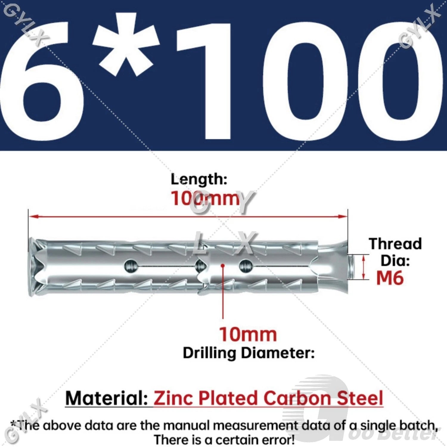 Galvanized Masonry Concrete Expansion Bolts — M6 M8 M10 M12 Wall Anchor Screws