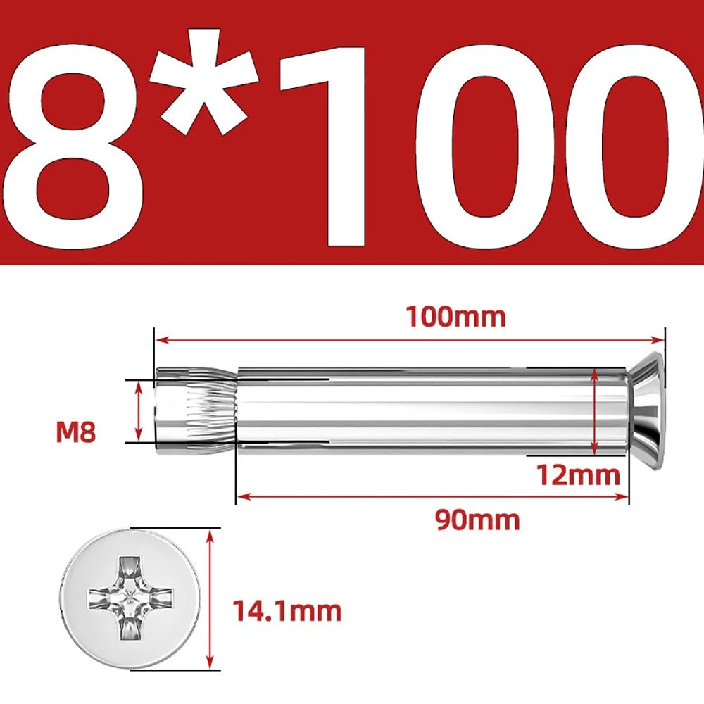 Sleeve Anchor Countersunk Phillips Expansion Bolts M6–M12 | 304/201 SS & Zinc