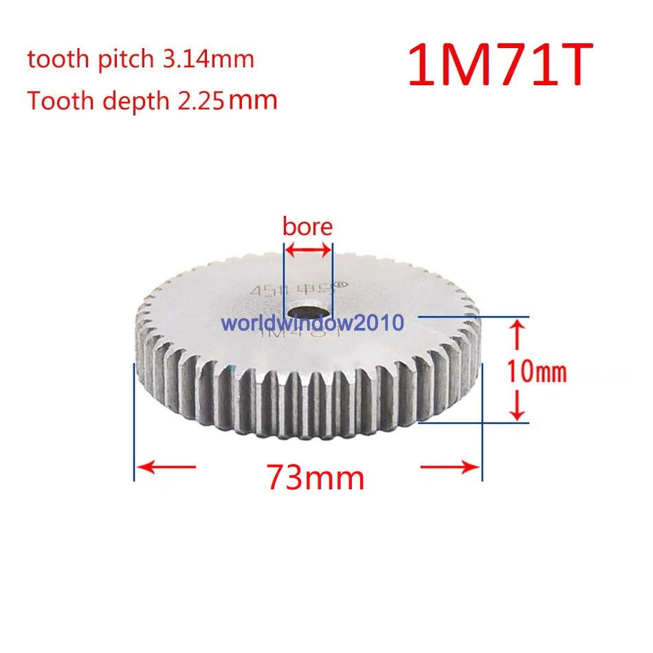 45# Steel Spur Gear 1M12T-1M100T Metal Mod 1 Pinion Gear 12-100 Tooth Moter Gear