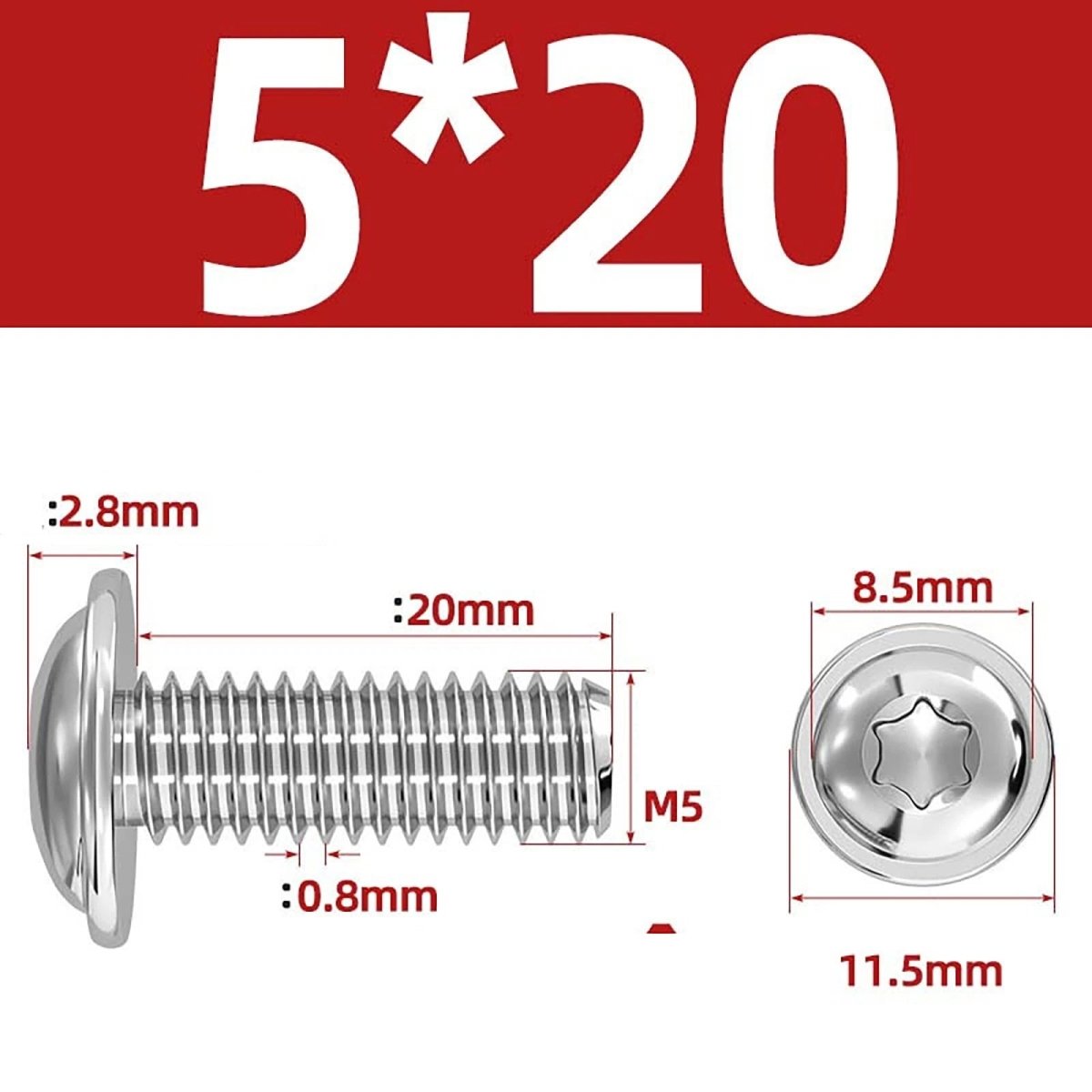 Torx Flanged Button Head Screws — 18 - 8 Stainless Steel, ISO 7380 - 2, M2 to M8 - HomeDIYer