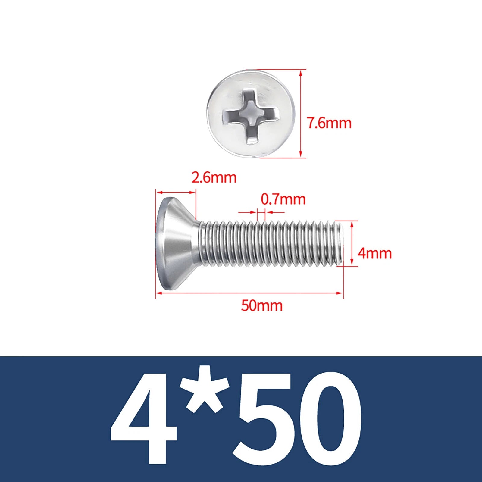 M3–M10 Phillips Countersunk Machine Screws – A2 Stainless Steel, Flat Head, Fully Threaded (3–100mm Overall Length)
