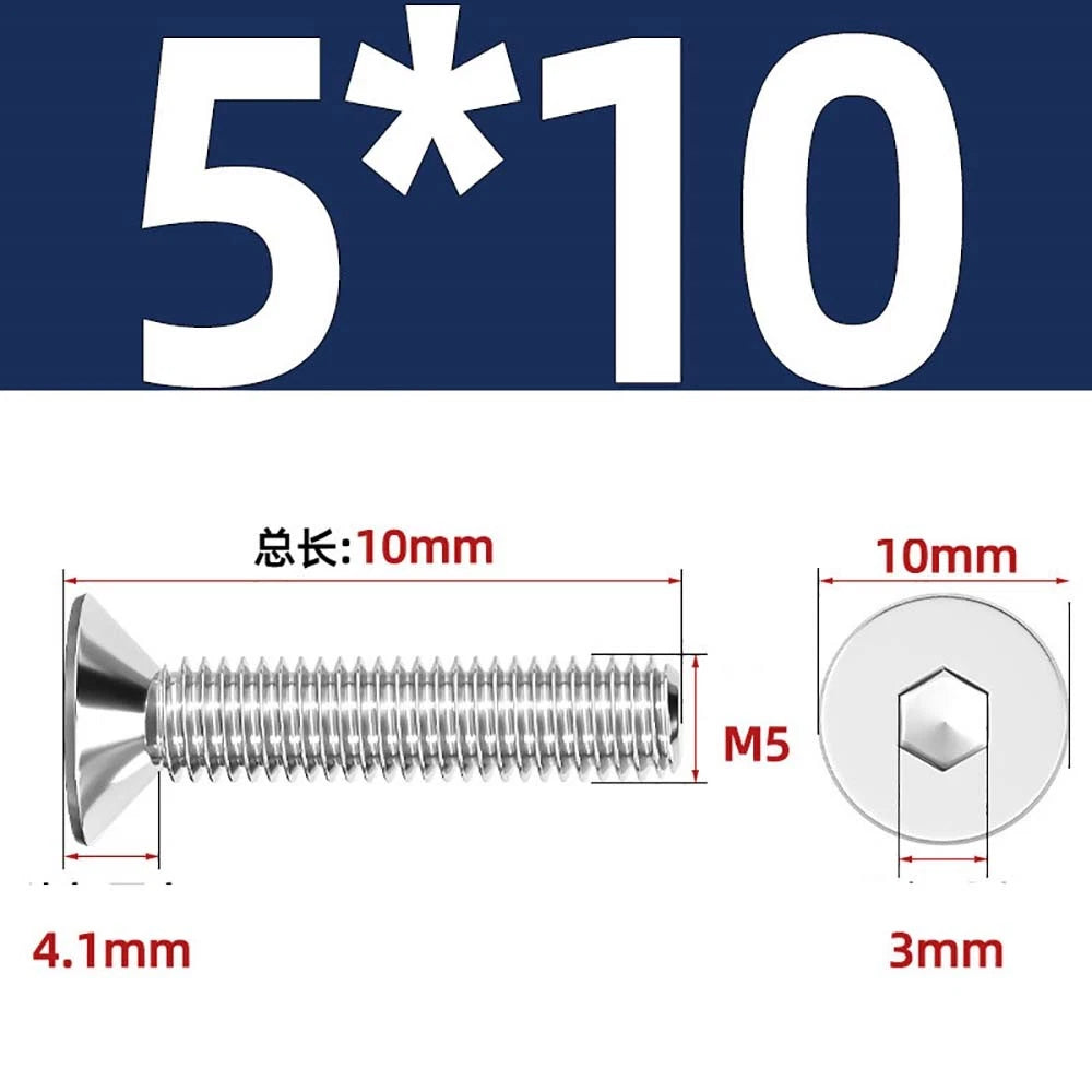 A4 Stainless Steel Countersunk Hex Socket Screws – Marine Grade, M2 to M16 (DIN 7991)