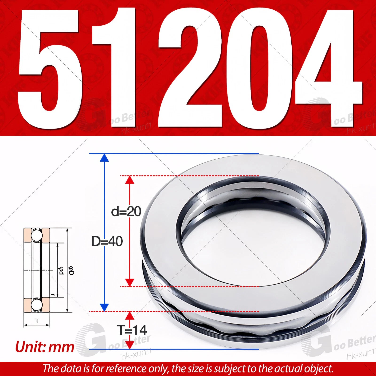 Plane Axial Ball Bearing Thrust Bearings F2-6M - F13-22M- 51100 - 51413 Series