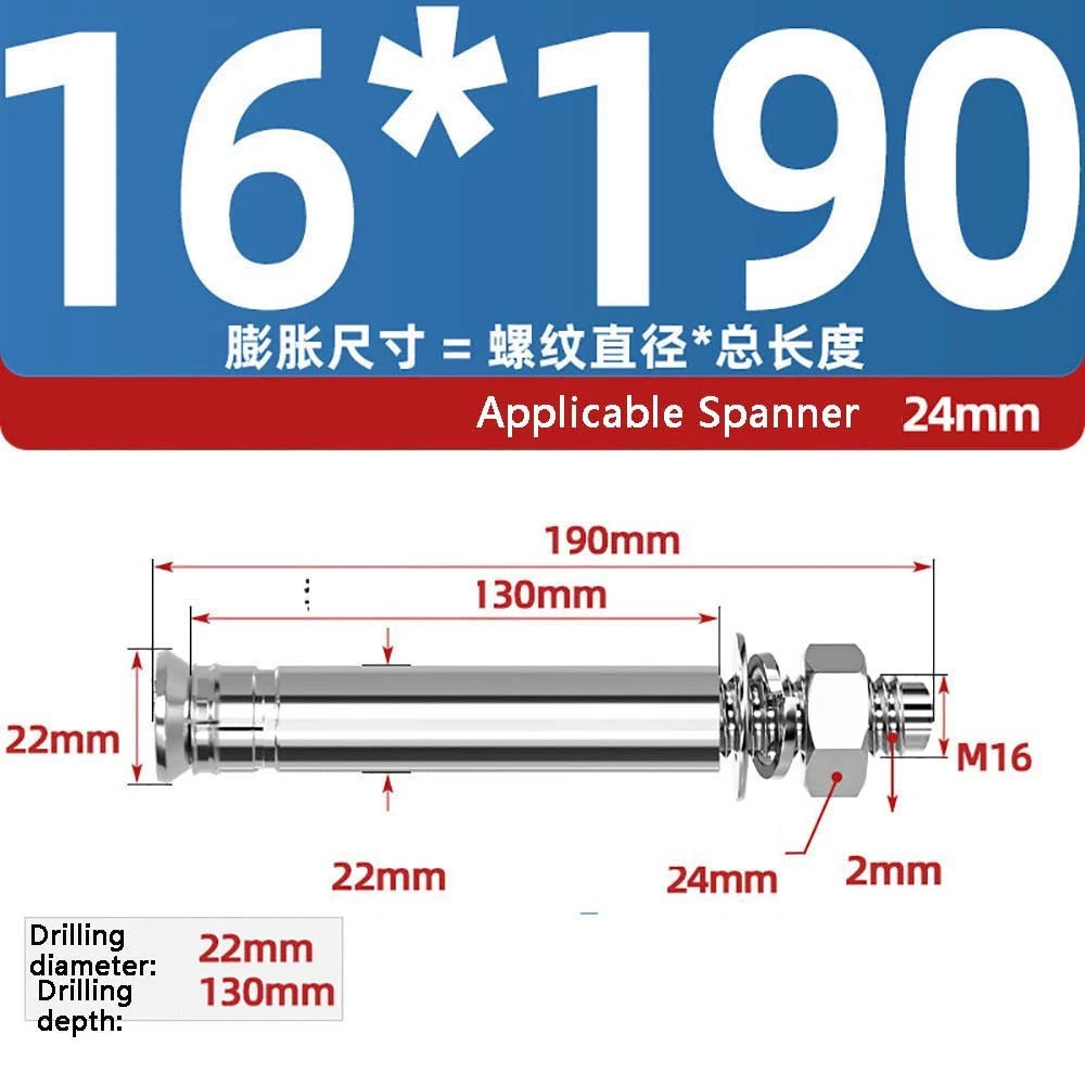 Stainless Steel Expansion Anchor Bolts — M8 to M20, 201 & 304, A/B Type