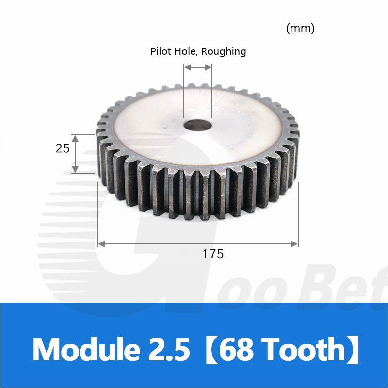 Mod 2.5 Spur Gear C45 Steel 12 to 100 Tooth Motor Pinion Cogwheel Hardened Flat