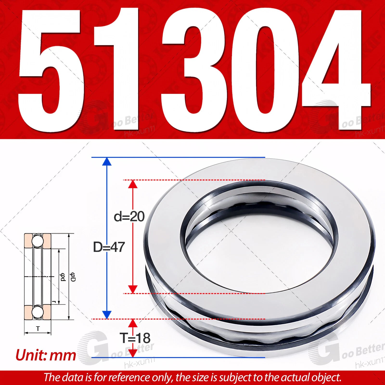 Plane Axial Ball Bearing Thrust Bearings F2-6M - F13-22M- 51100 - 51413 Series