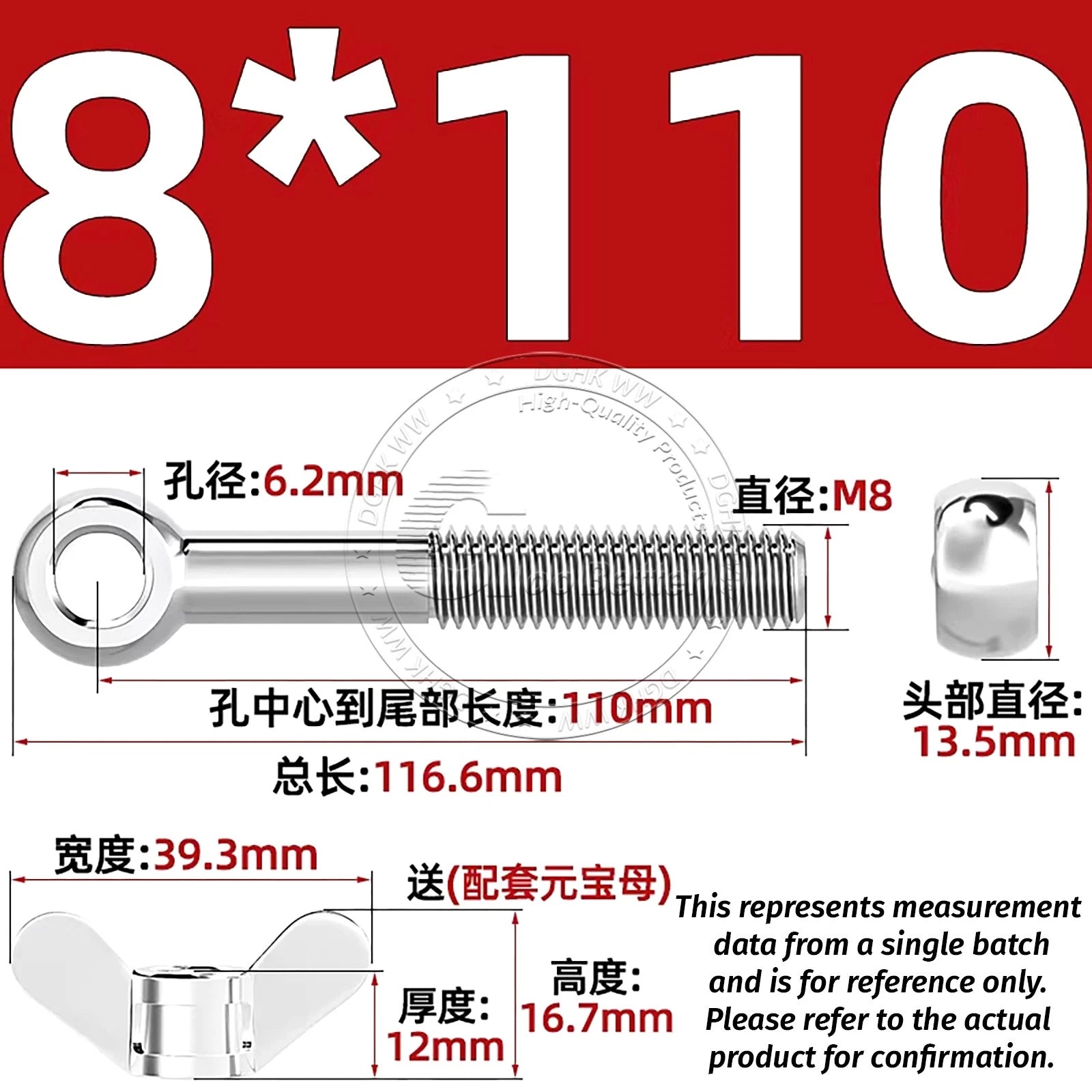 Eye Bolts with Nut — Forged Stainless Steel Threaded Ring Hanging Screws