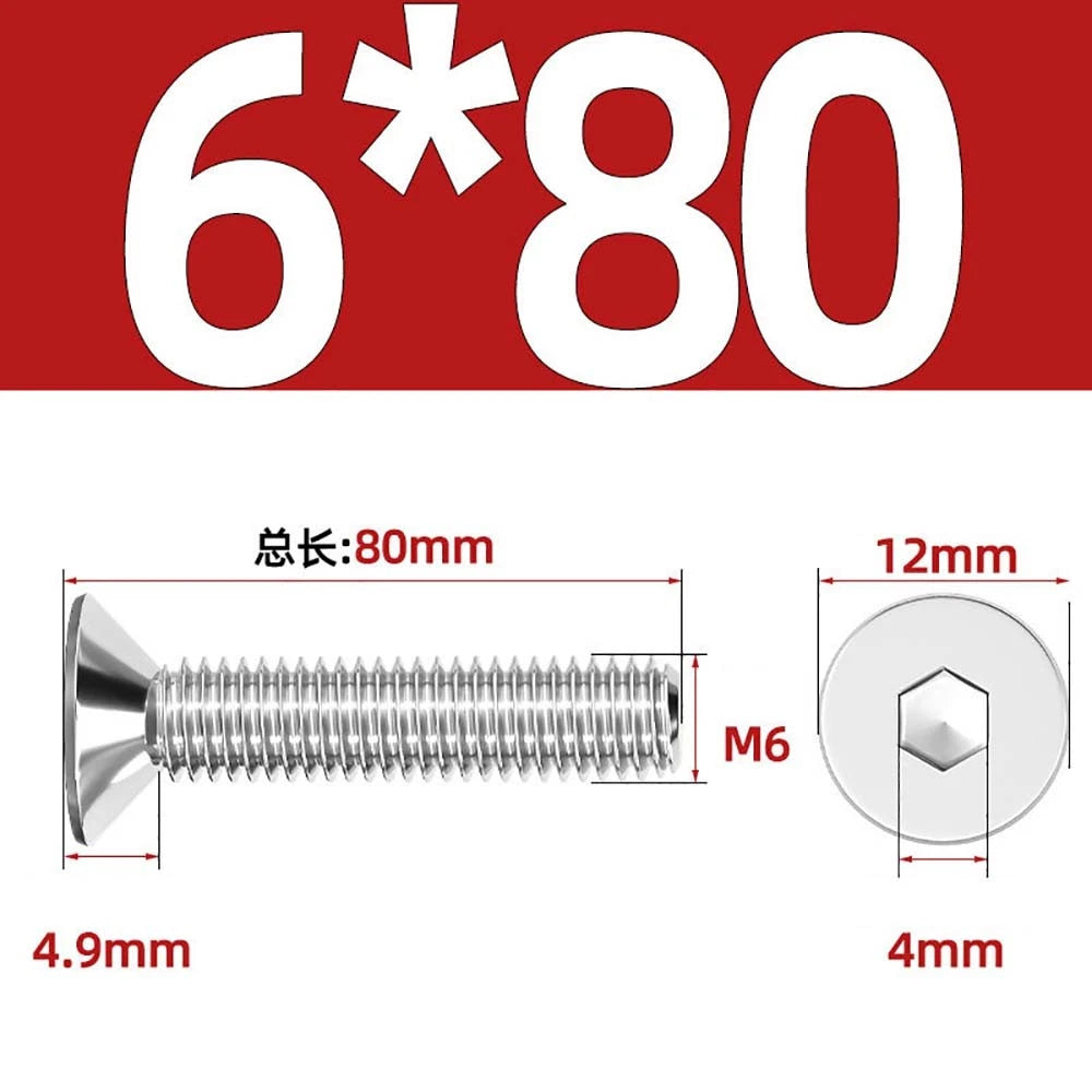 Countersunk Hex Socket Screws – A2 Stainless Steel, M2 to M16, DIN 7991, Fully Threaded