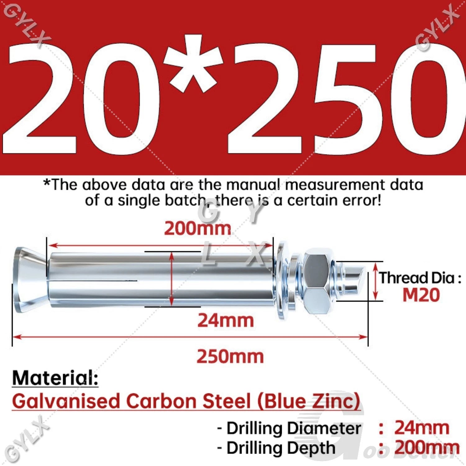 Concrete Expansion Bolts Wall Anchor Screws — M6 to M20 | Stainless Steel & Zinc Plated