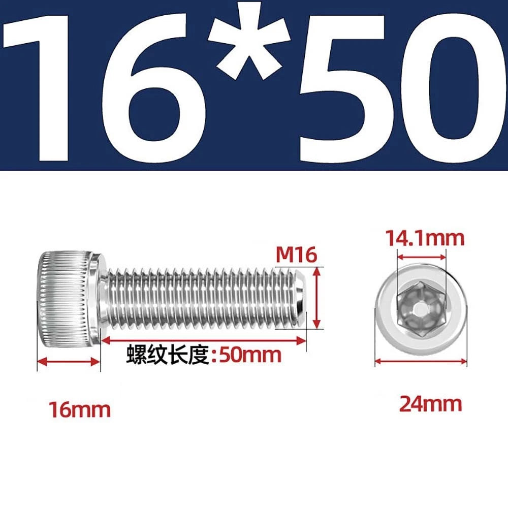 Socket Head Cap Screws – A2 Stainless Steel, M6 to M24, Hex Drive (DIN 912)