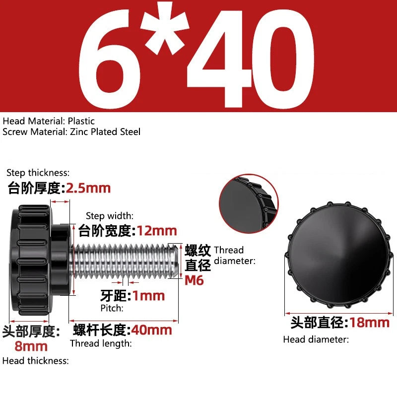 M3-M8 A2/304 Stainless Steel Plastic Knob Thumb Screws Hand Twist DIY Machinery