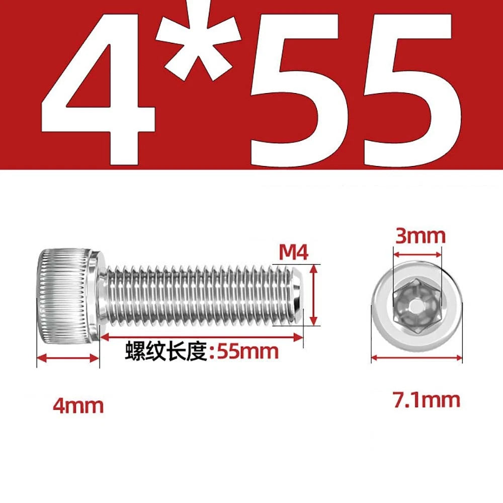 M3 M4 M5 Socket Head Cap Screws – A2 Stainless Steel, High Strength & Corrosion Resistant