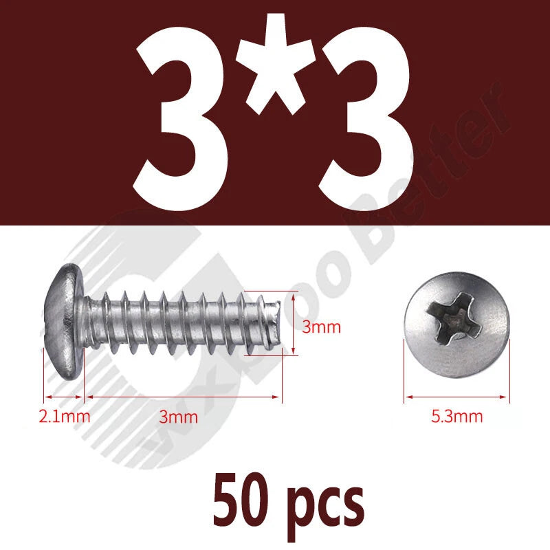 Pan Head Sheet Metal Screws Metric M1~M6 A2 Stainless Steel Sheet Metal Screws