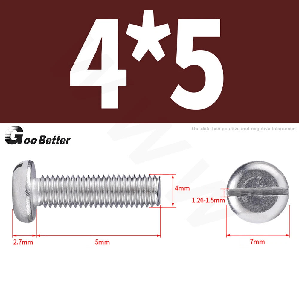 Slotted Pan Head Machine Screws – M1.6 to M4, A2 Stainless Steel, Fully Threaded, Lengths 3mm–60mm