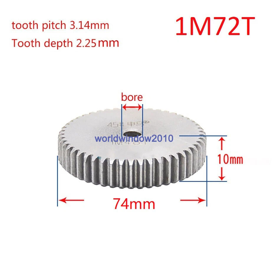 45# Steel Spur Gear 1M12T-1M100T Metal Mod 1 Pinion Gear 12-100 Tooth Moter Gear