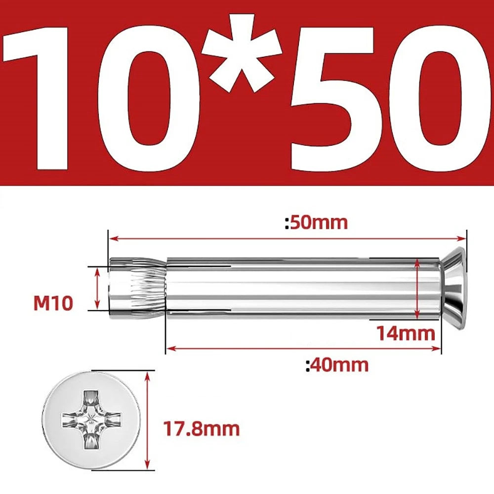 Sleeve Anchor Countersunk Phillips Expansion Bolts M6–M12 | 304/201 SS & Zinc
