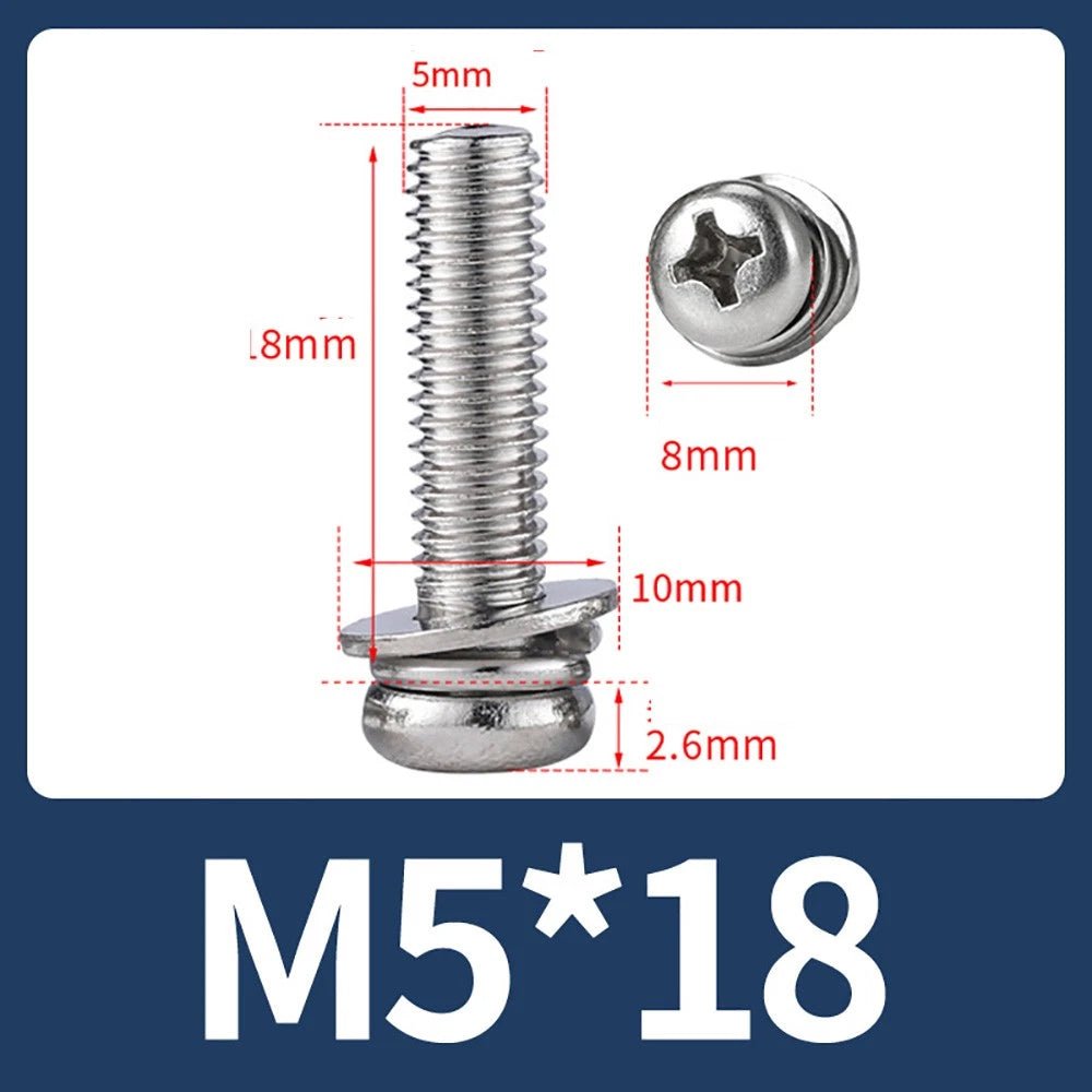 M2–M10 Phillips Button Head Machine Screws — 304 Stainless Steel - HomeDIYer