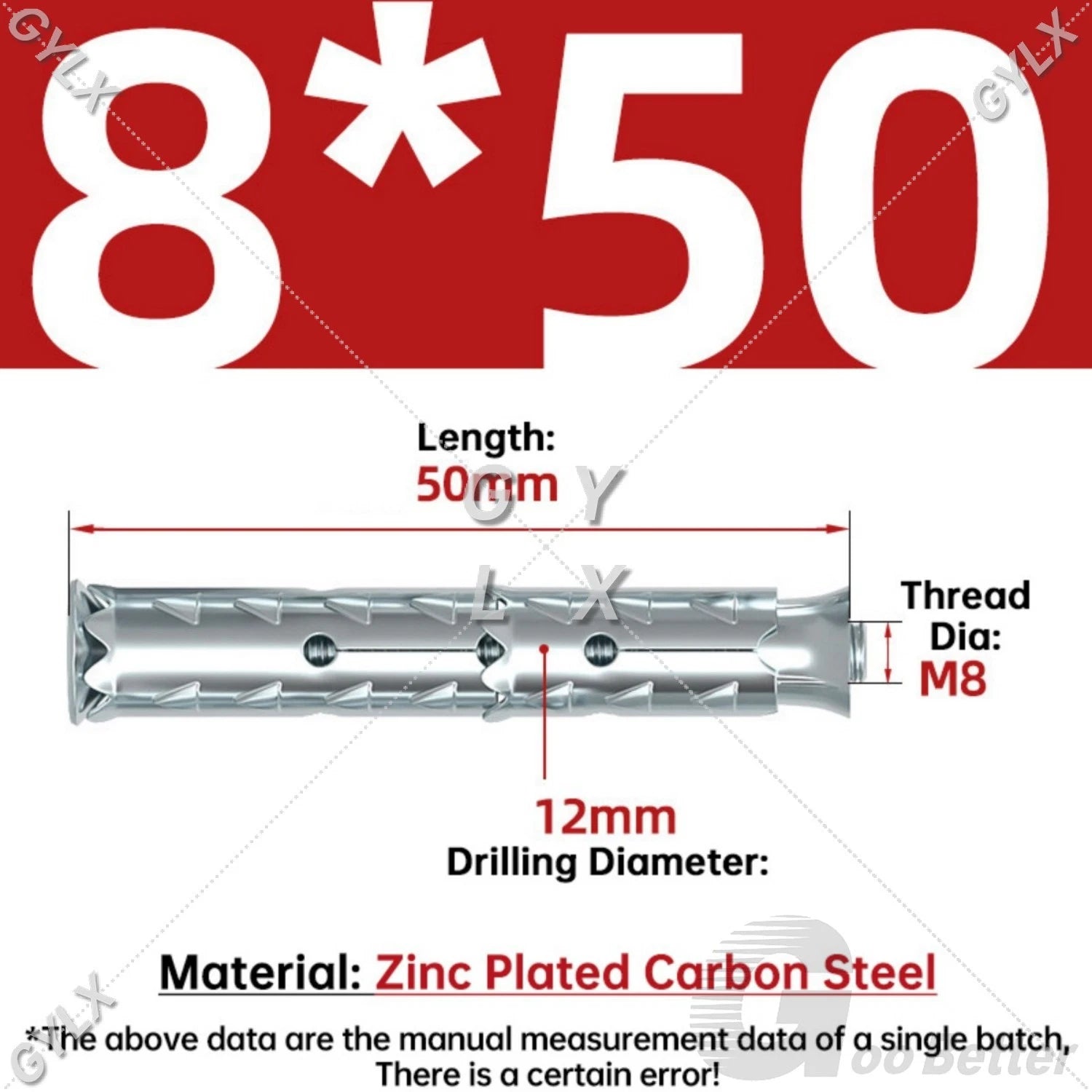 Galvanized Masonry Concrete Expansion Bolts — M6 M8 M10 M12 Wall Anchor Screws