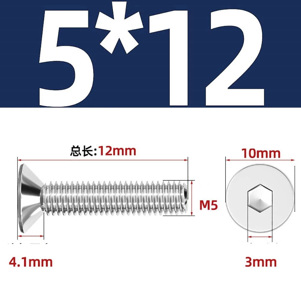 A4 Stainless Steel Countersunk Hex Socket Screws – Marine Grade, M2 to M16 (DIN 7991)
