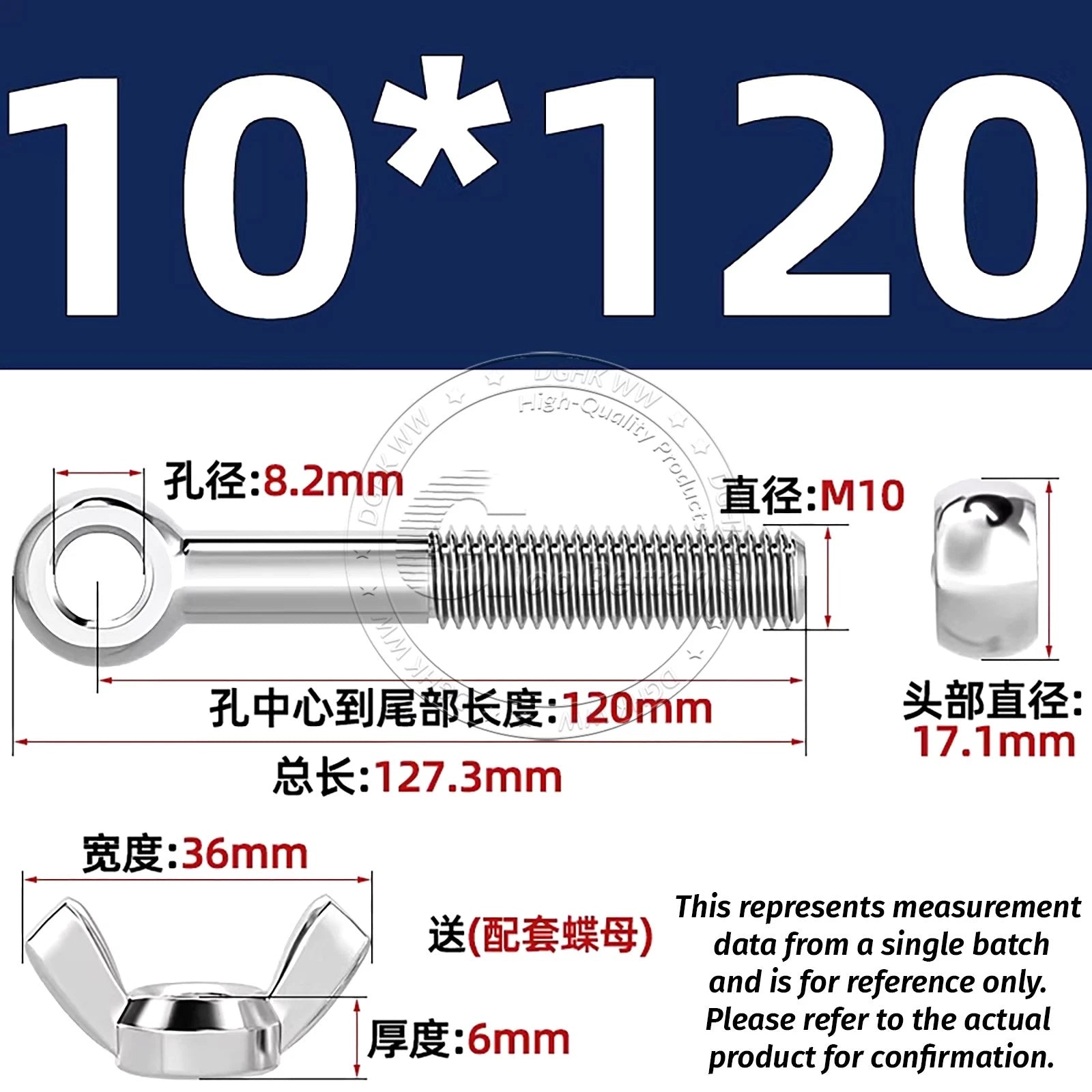 Eye Bolts with Nut — Forged Stainless Steel Threaded Ring Hanging Screws
