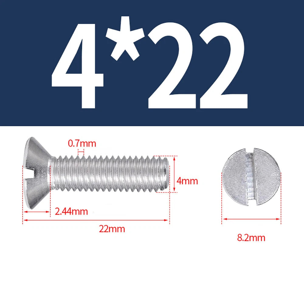 M1.6–M8 A2 Stainless Steel Flat Head Slotted Machine Screws | Countersunk Bolts
