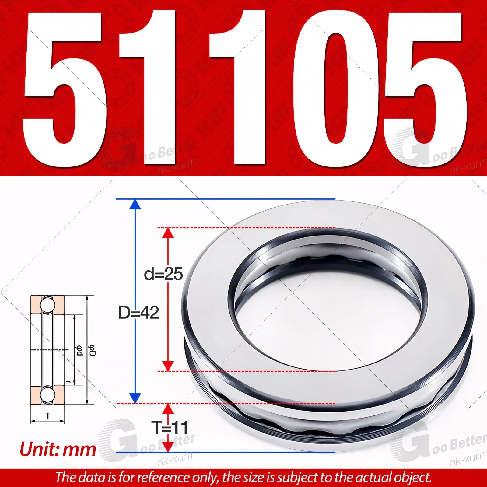 Plane Axial Ball Bearing Thrust Bearings F2-6M - F13-22M- 51100 - 51413 Series