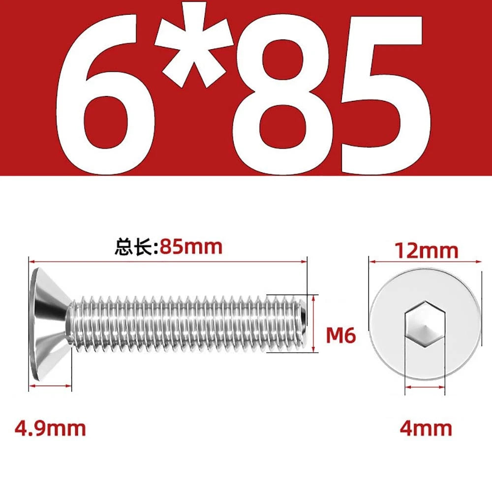 Countersunk Hex Socket Screws – A2 Stainless Steel, M2 to M16, DIN 7991, Fully Threaded