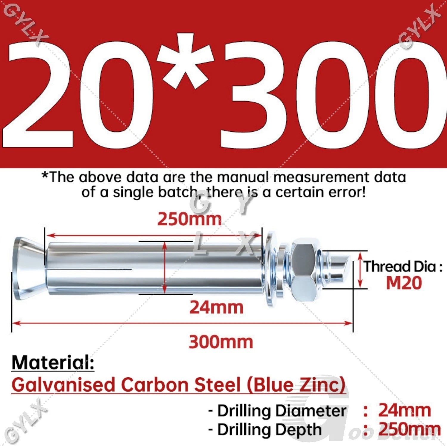 Concrete Expansion Bolts Wall Anchor Screws — M6 to M20 | Stainless Steel & Zinc Plated