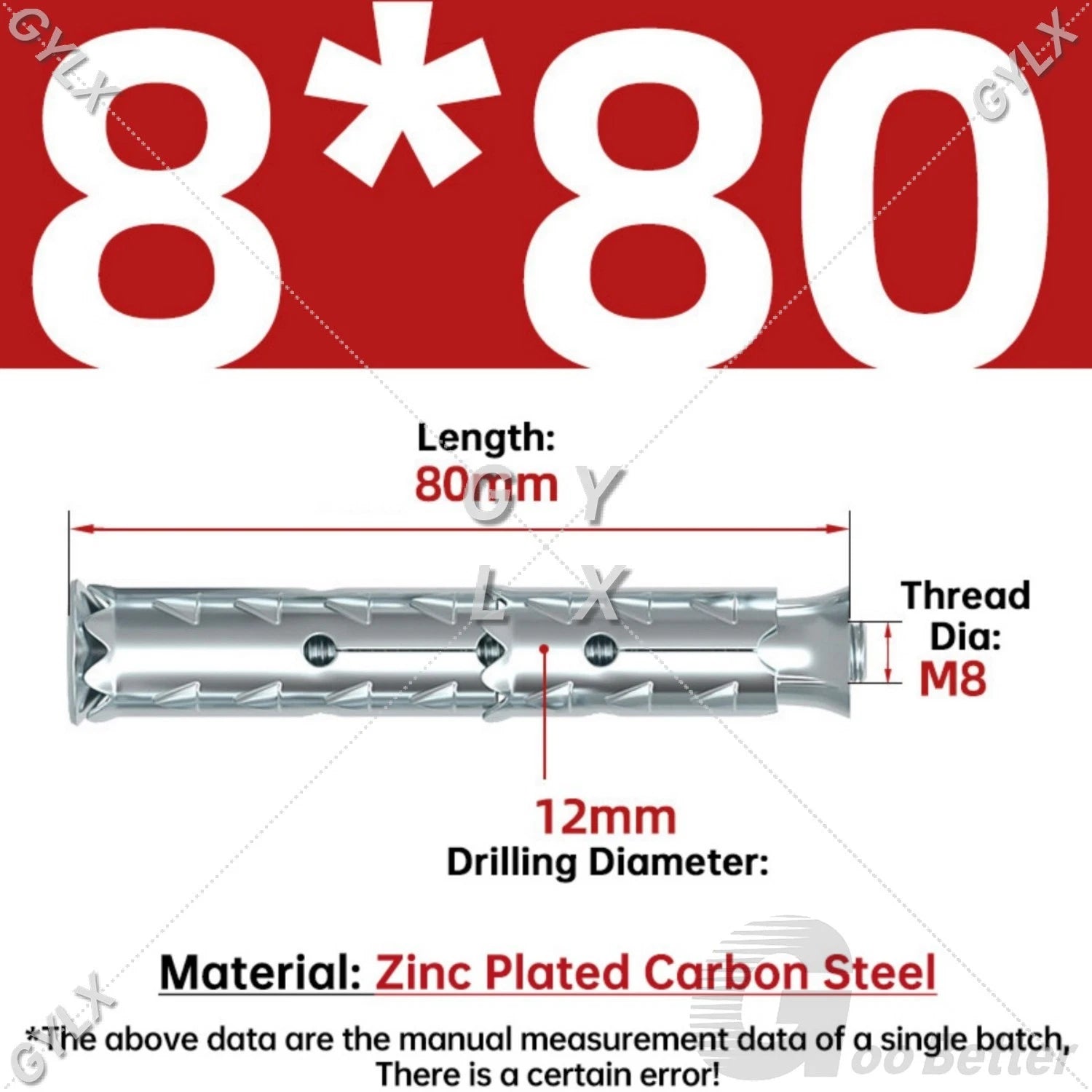 Galvanized Masonry Concrete Expansion Bolts — M6 M8 M10 M12 Wall Anchor Screws