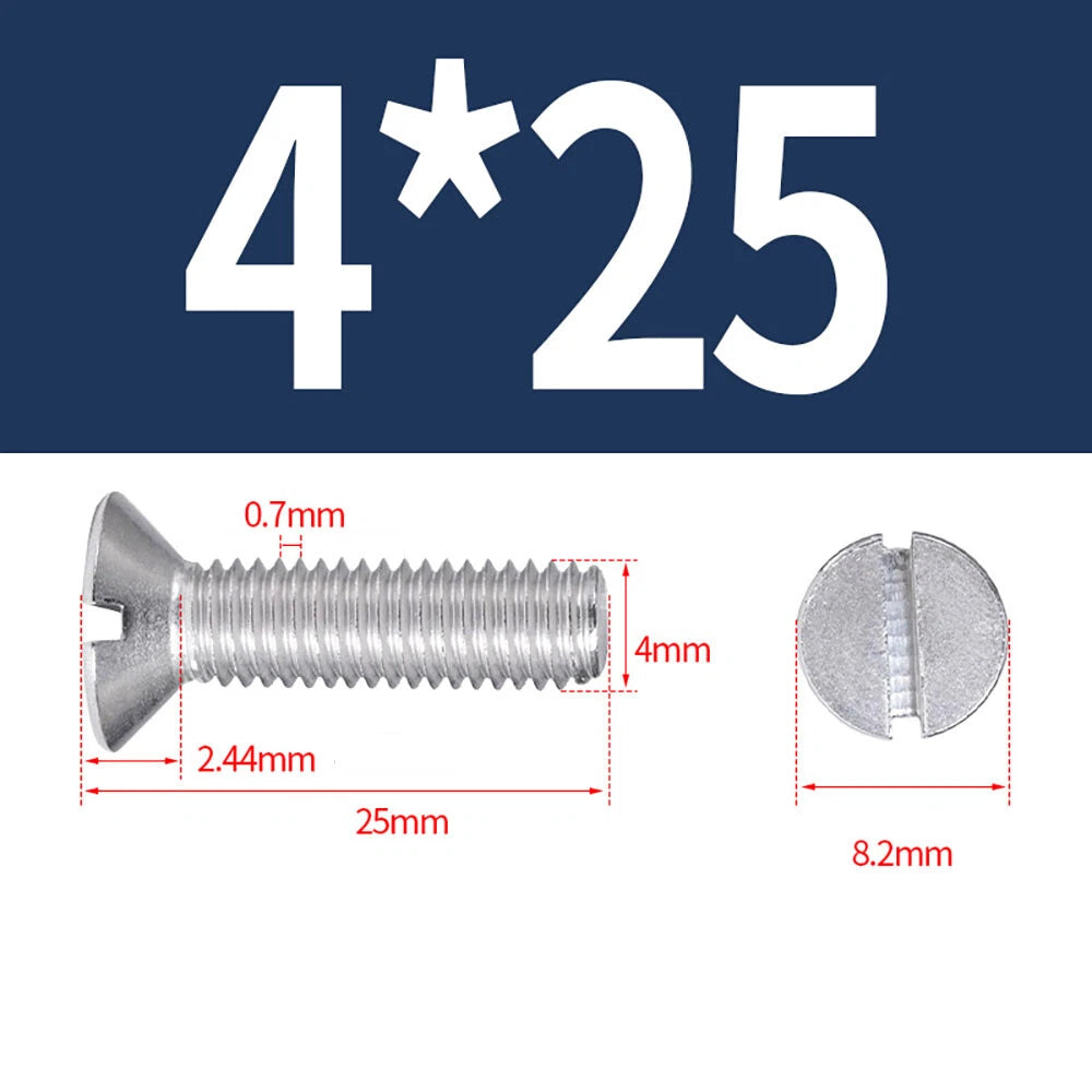 M1.6–M8 A2 Stainless Steel Flat Head Slotted Machine Screws | Countersunk Bolts