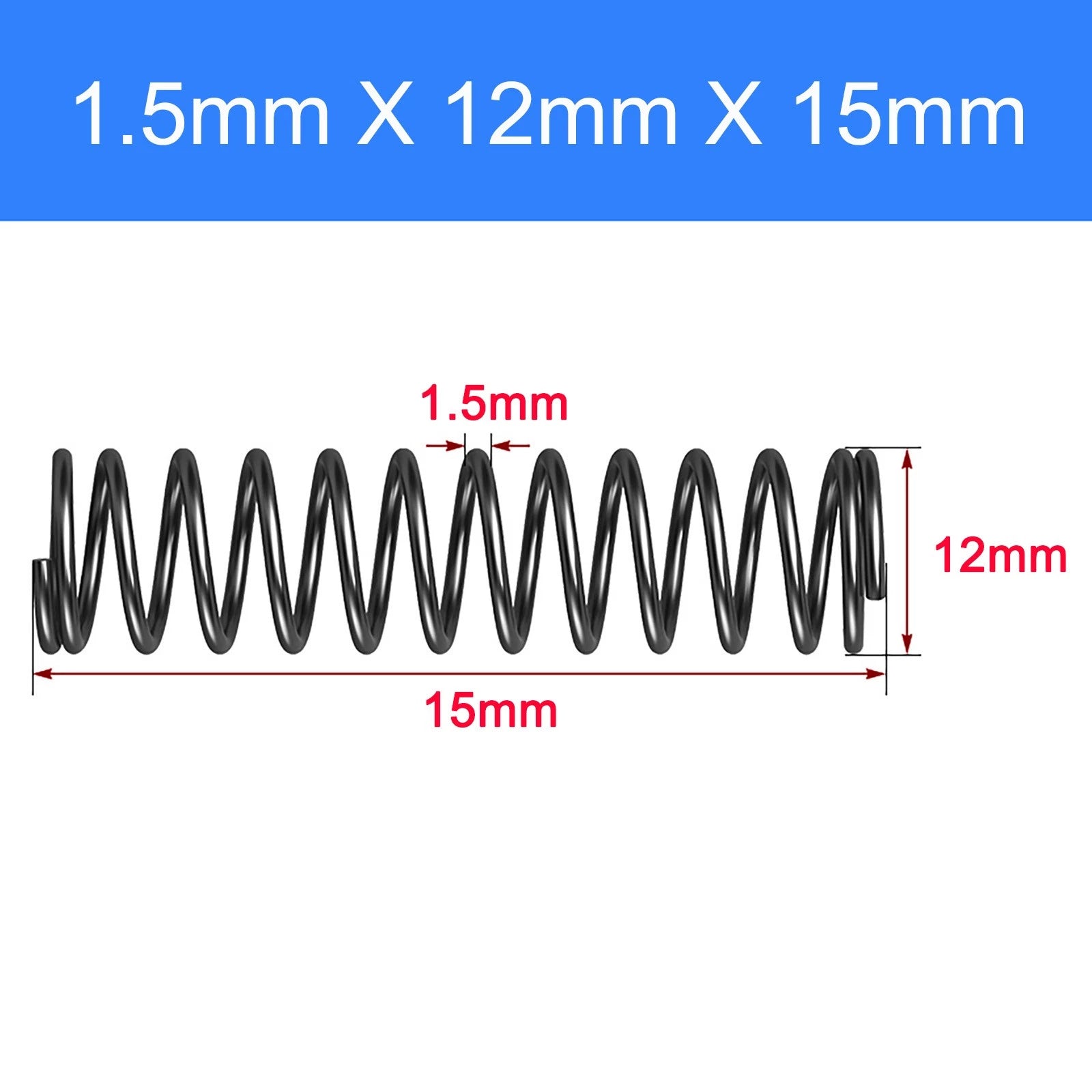 Spring Steel Compression Spring Pressure Coil 1.5mm Wire OD 5-18mm 10-150mm DIY