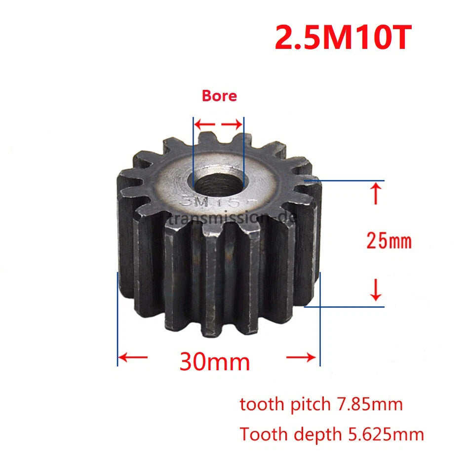 Mod 2/2.5/3/4/5 Spur Gear 10T-63T 45# Steel Pinion Gear Metal Gear Thick 20-40mm