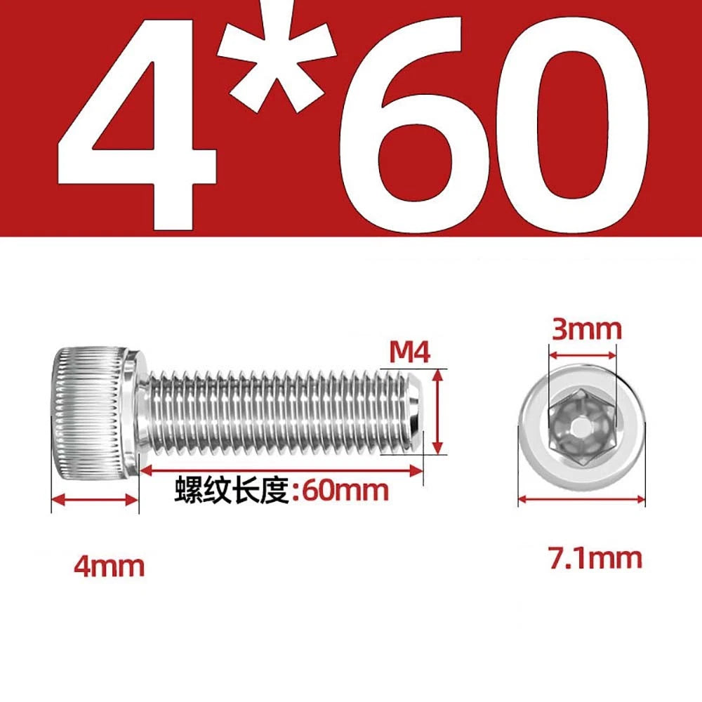 M3 M4 M5 Socket Head Cap Screws – A2 Stainless Steel, High Strength & Corrosion Resistant