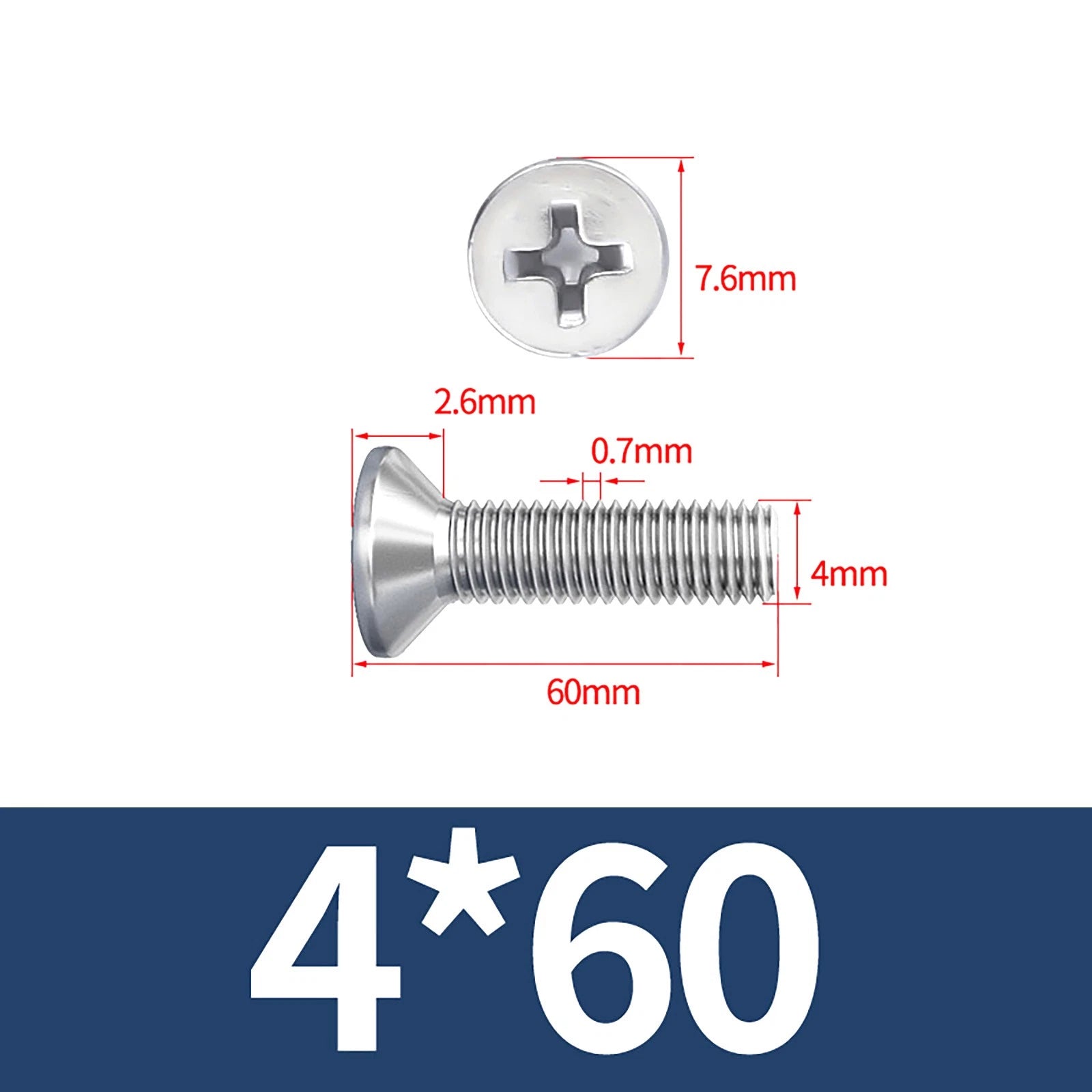 M3–M10 Phillips Countersunk Machine Screws – A2 Stainless Steel, Flat Head, Fully Threaded (3–100mm Overall Length)
