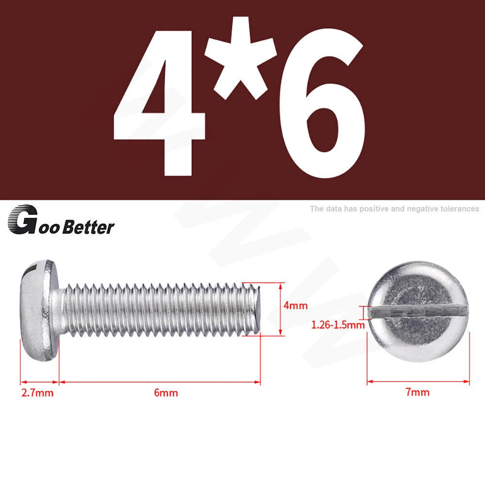 Slotted Pan Head Machine Screws – M1.6 to M4, A2 Stainless Steel, Fully Threaded, Lengths 3mm–60mm