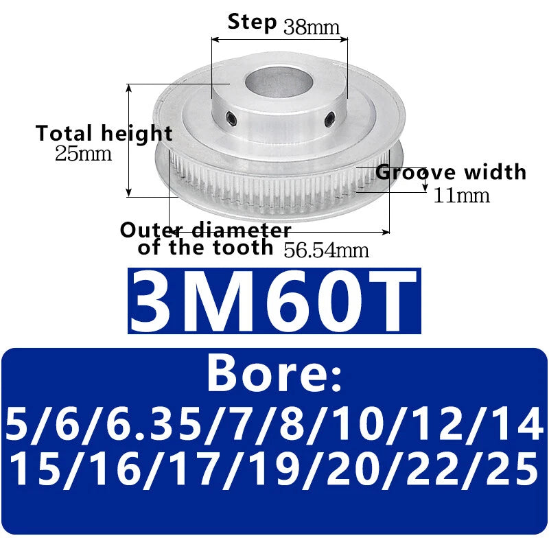 3M 20T~120T Synchronous Wheel Timing Belt Pulley With Step For 10 mm Width Belt
