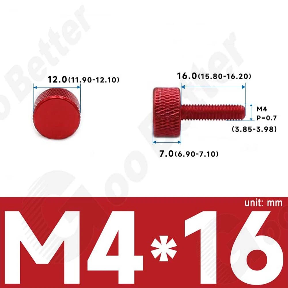 M3 M4 Knurled Thumb Screws – Aluminum Alloy Flat Head Hand Knob Bolts
