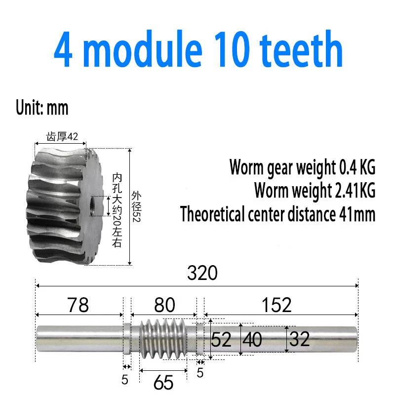 1/1.5/2/2.5/3/4 Module 15T to 100T Gear Steel Worm Wheel Gear & Worm Gear Shaft