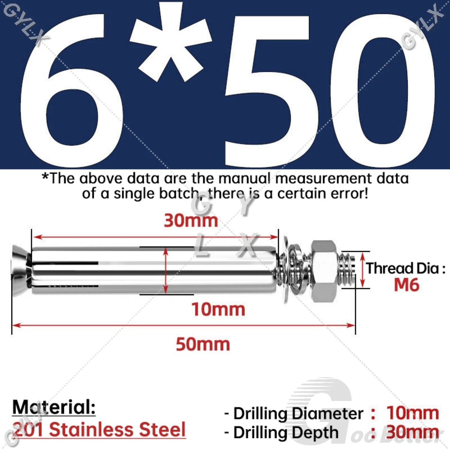 Concrete Expansion Bolts Wall Anchor Screws — M6 to M20 | Stainless Steel & Zinc Plated