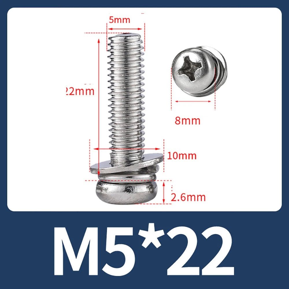 M2–M10 Phillips Button Head Machine Screws — 304 Stainless Steel - HomeDIYer