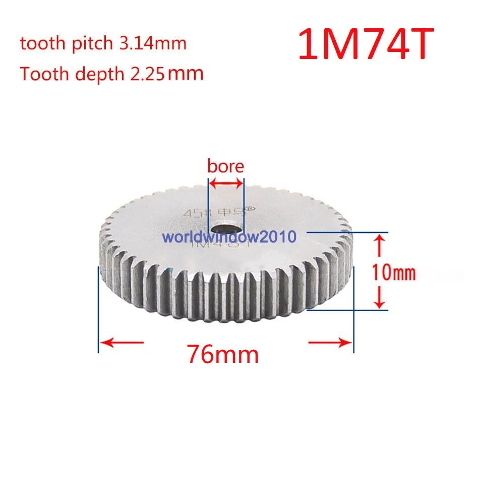 45# Steel Spur Gear 1M12T-1M100T Metal Mod 1 Pinion Gear 12-100 Tooth Moter Gear
