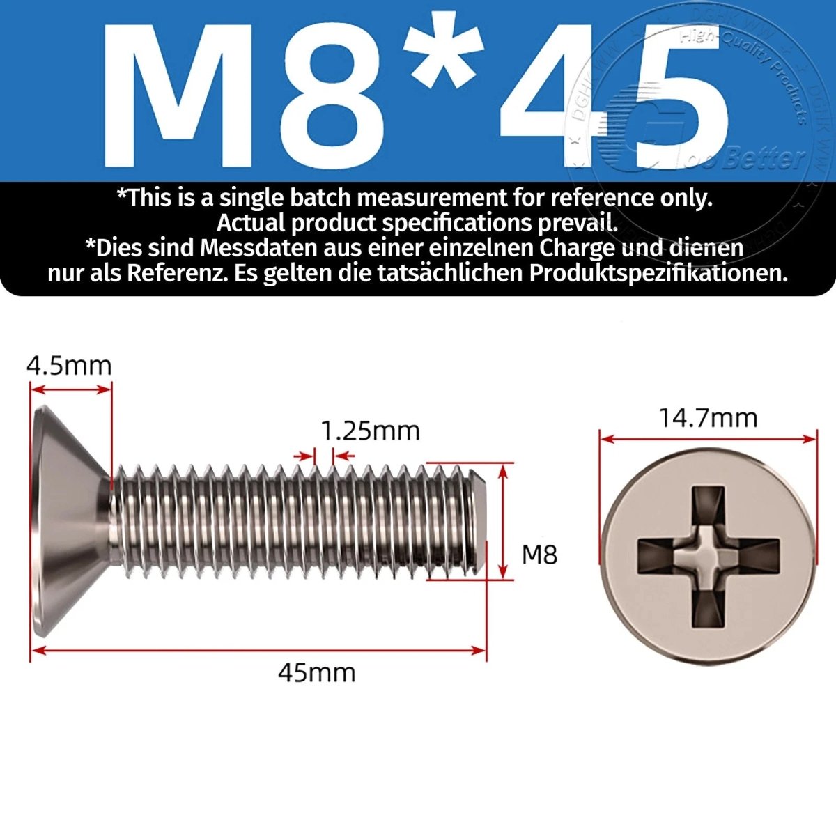 Titanium Phillips Flat Head Machine Screws — GR2 Countersunk, M2 to M8 - HomeDIYer