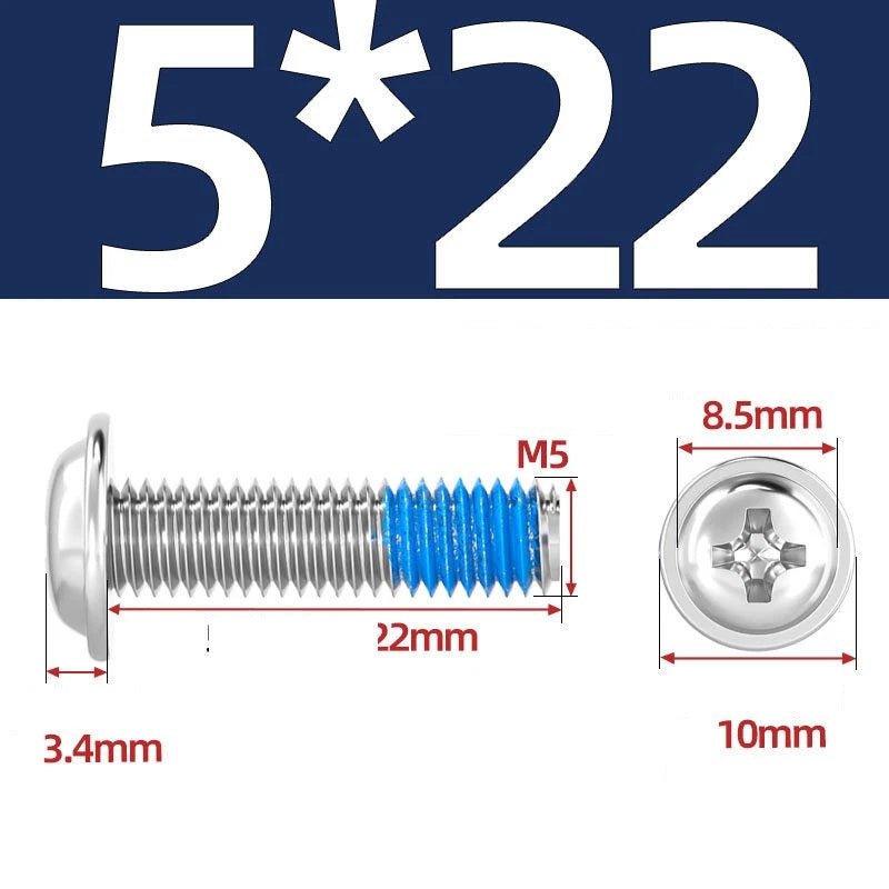A2 Stainless Steel Phillips Flanged Button Head Machine Screws — M2 to M6, Built - In Washer Face - HomeDIYer