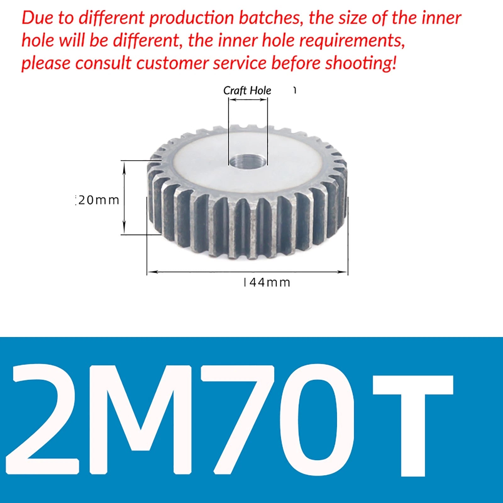 Mod 2 45# Steel Spur Gears Pinion Gear Thickn 20mm 10T - 100T Transmission Gear