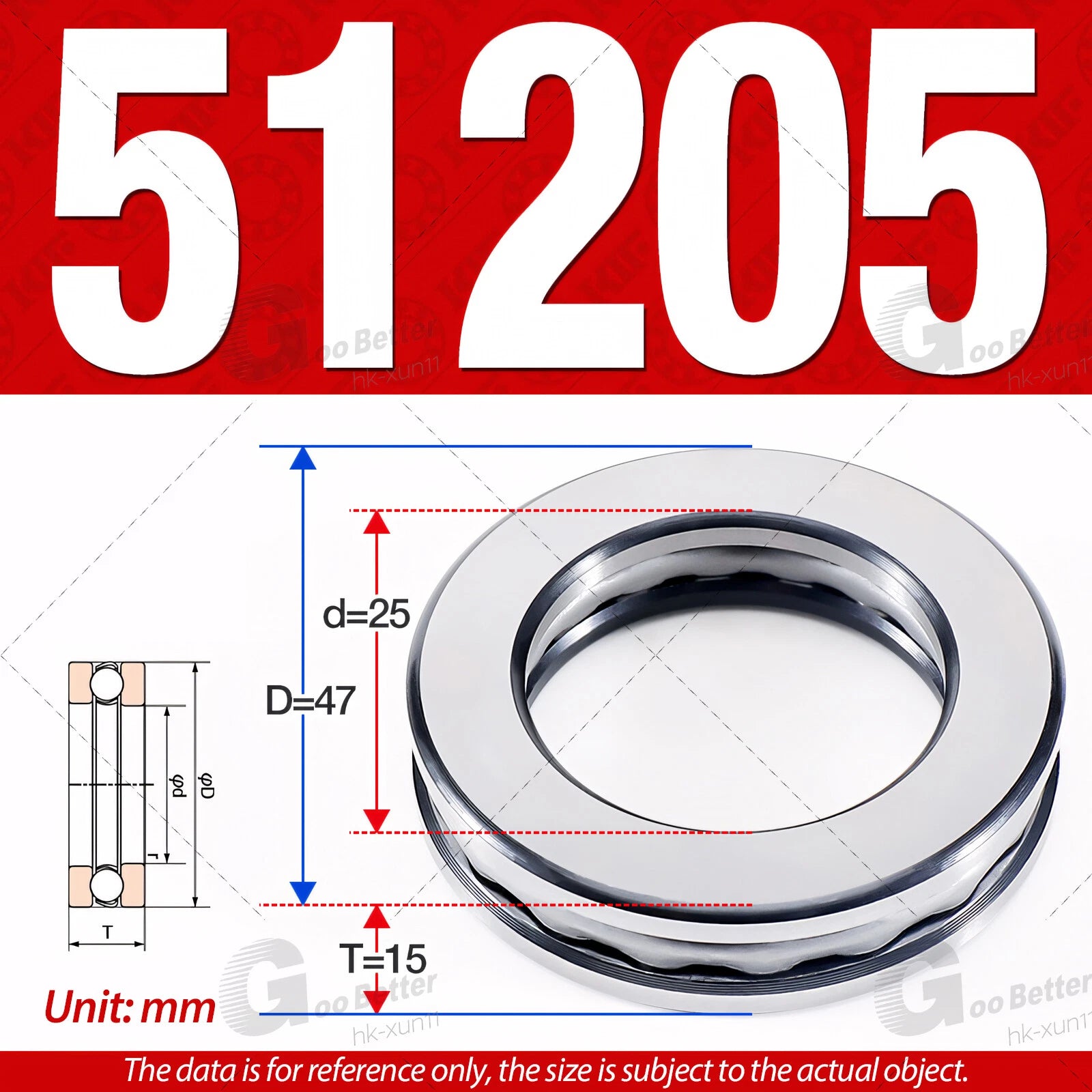 Plane Axial Ball Bearing Thrust Bearings F2-6M - F13-22M- 51100 - 51413 Series