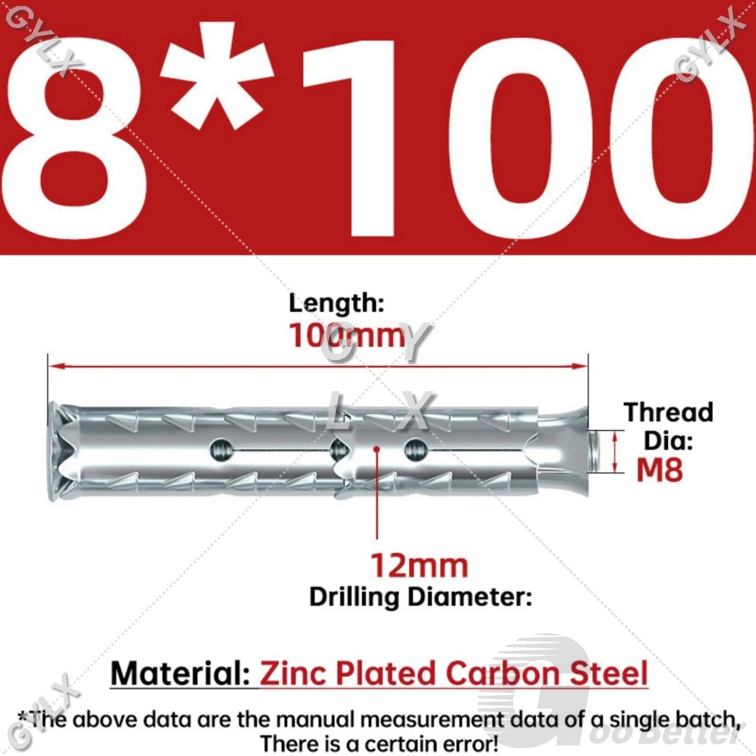 Galvanized Masonry Concrete Expansion Bolts — M6 M8 M10 M12 Wall Anchor Screws