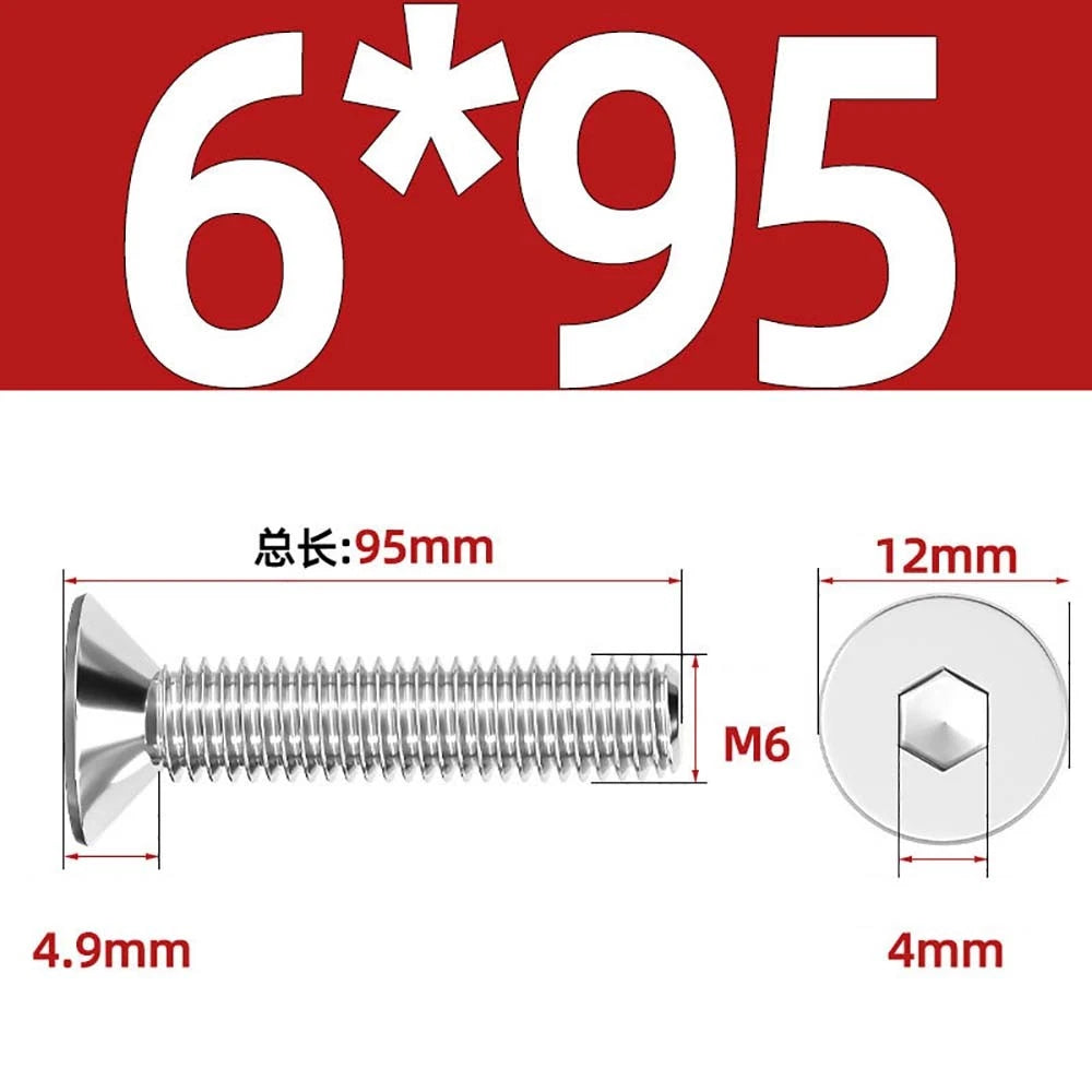 Countersunk Hex Socket Screws – A2 Stainless Steel, M2 to M16, DIN 7991, Fully Threaded