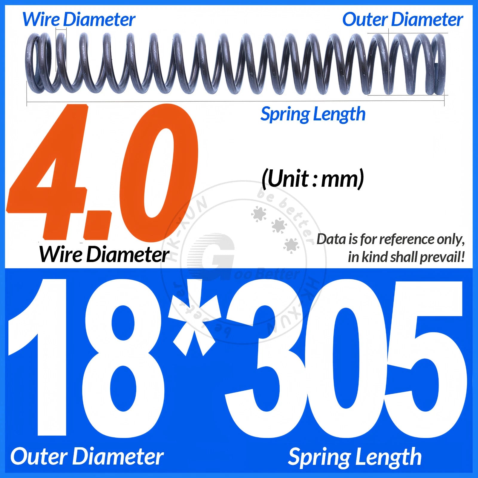 Length 305mm Compression Spring Pressure Springs OD 3-60mm Wire Dia 0.3mm-6.0mm