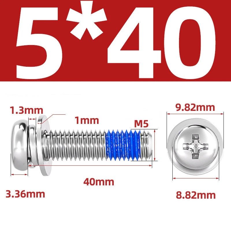 A2 Stainless Steel Phillips Pan Head Machine Screws with Flat & Spring Washers — M2 to M10 - HomeDIYer