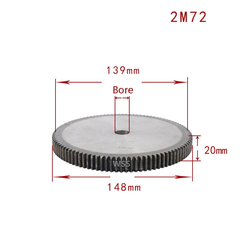 2 Mod 45# Steel Spur Gears Pinion Gear Thickness 20mm 12 - 95 Teeth For 3D CNC